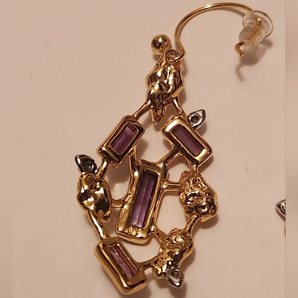 Alexis Bittar purple gold dangle earrings - Picture 4 of 5